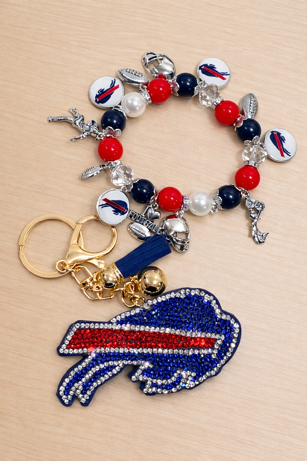 Bills - Charm Bracelet & Rhinestone Bag Charm