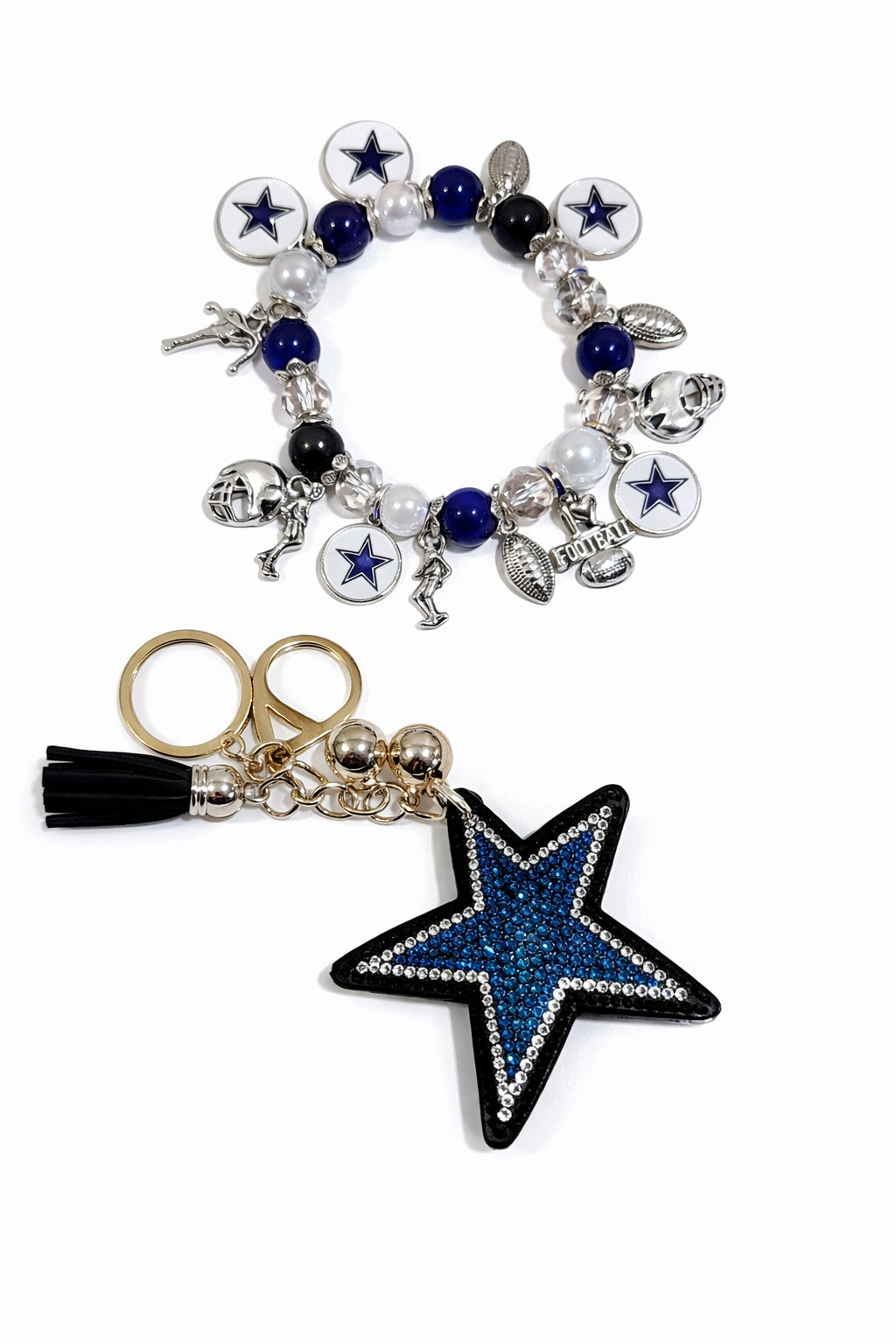 Cowboys - Charm Bracelet & Rhinestone Bag Charm
