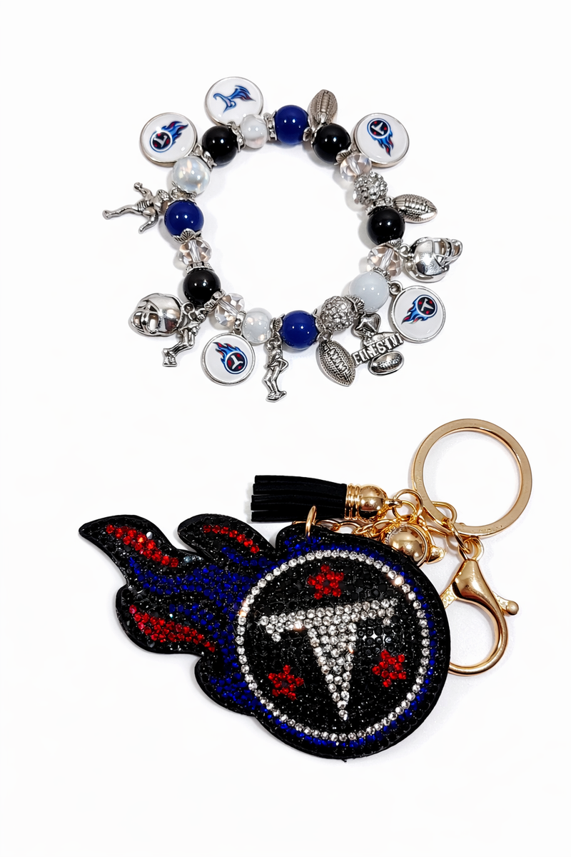 Titans - Charm Bracelet & Rhinestone Bag Charm