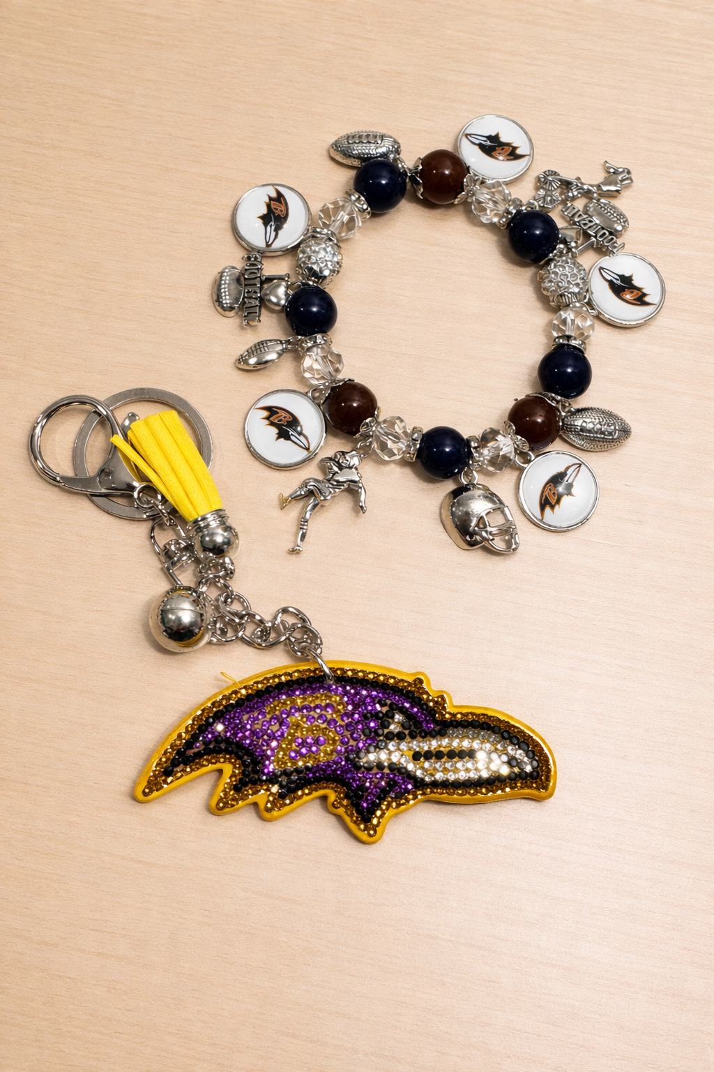 Ravens - Charm Bracelet & Rhinestone Bag Charm