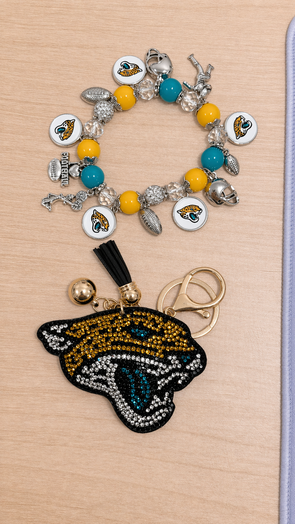 Jaguar’s- Charm Bracelet & Rhinestone Bag Charm