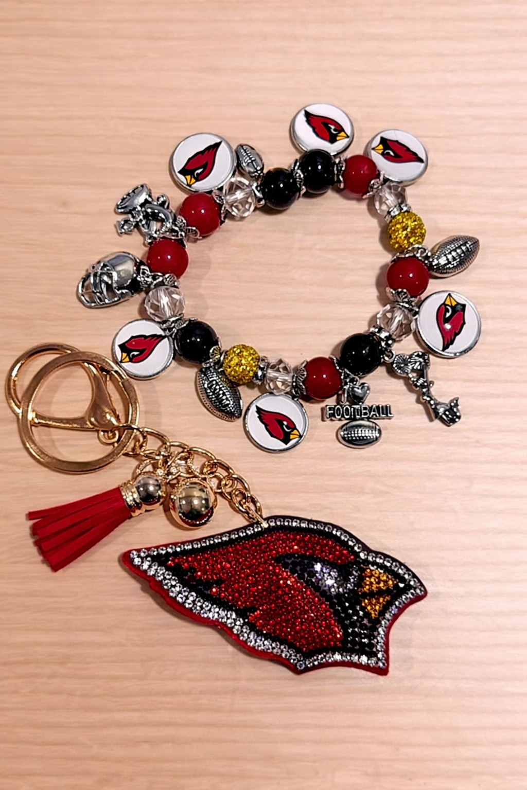 Cardinals - Charm Bracelet & Rhinestone Bag Charm