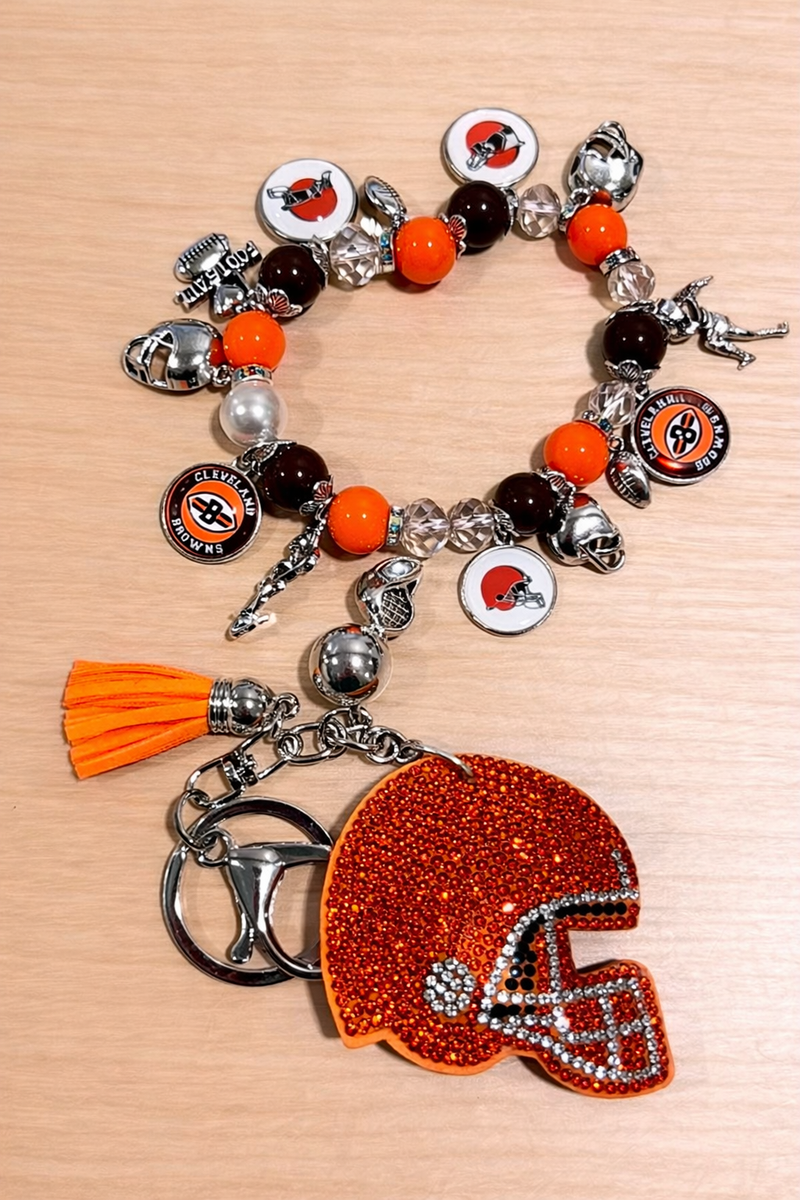 Browns - Charm Bracelet & Rhinestone Bag Charm