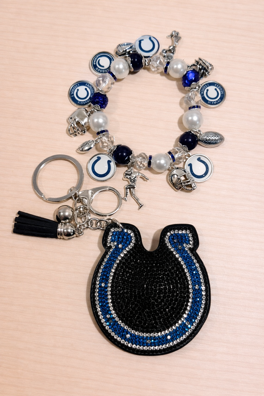 Colts - Charm Bracelet & Rhinestone Bag Charm
