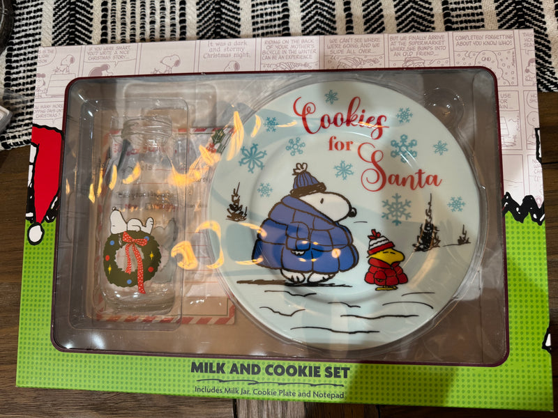 Snoopy milk and cookie set