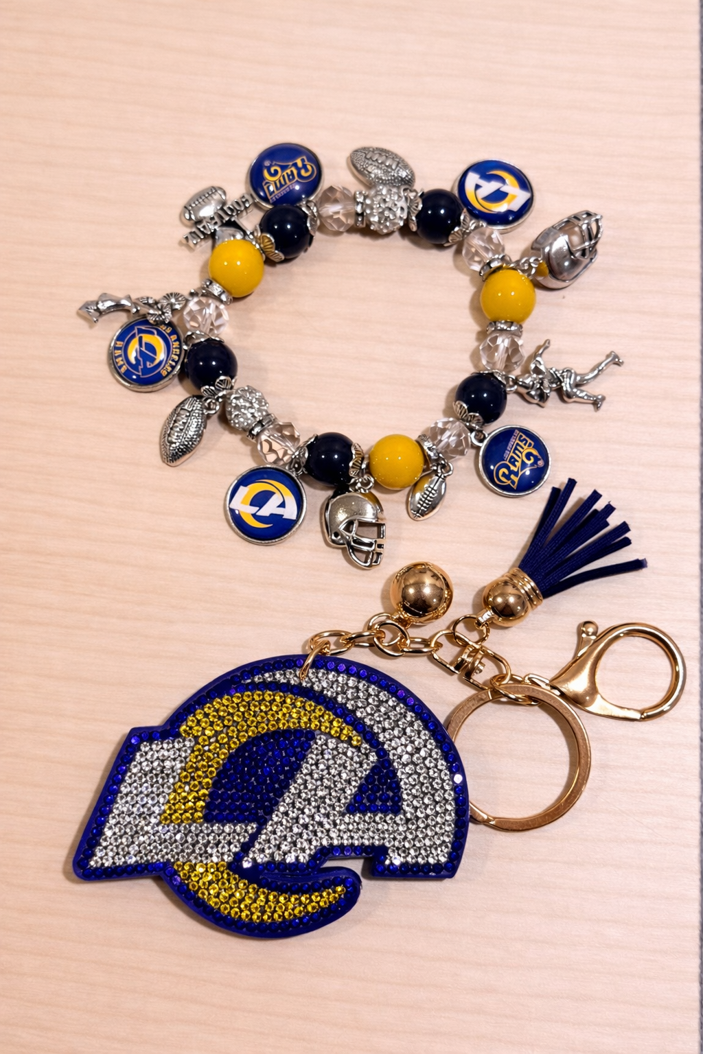 Rams - Charm Bracelet & Rhinestone Bag Charm