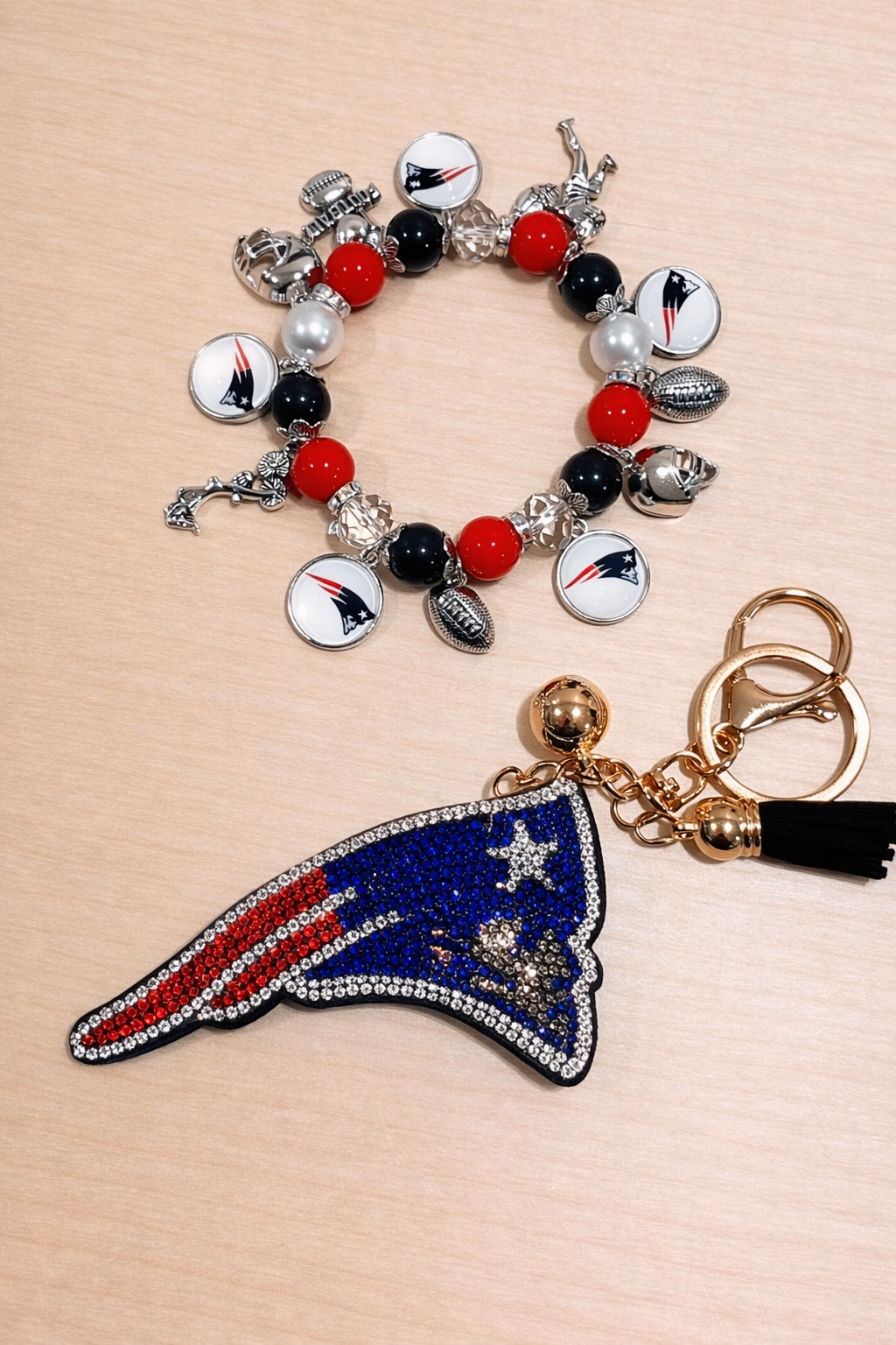 Patriots - Charm Bracelet & Rhinestone Bag Charm